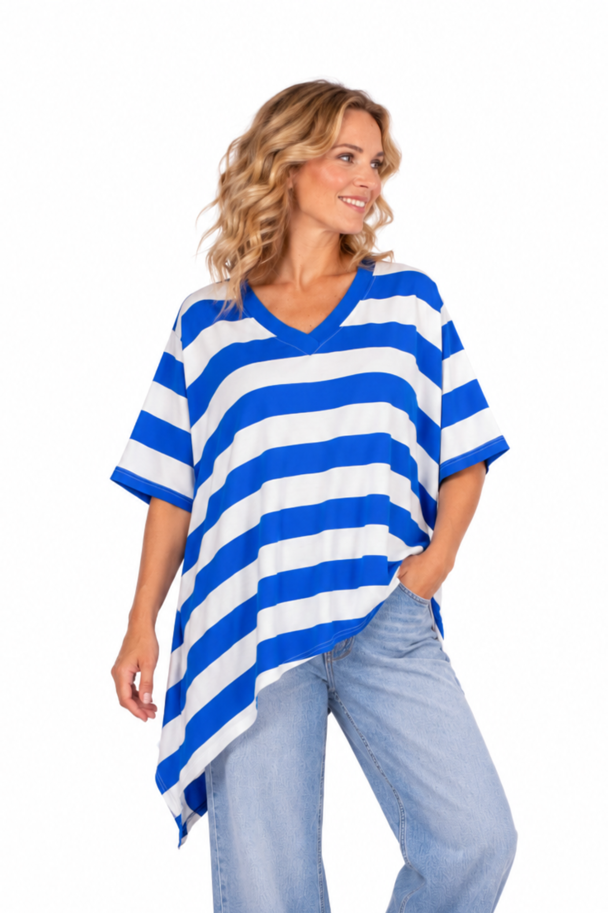 Harper Angled Tee Blue Stripe