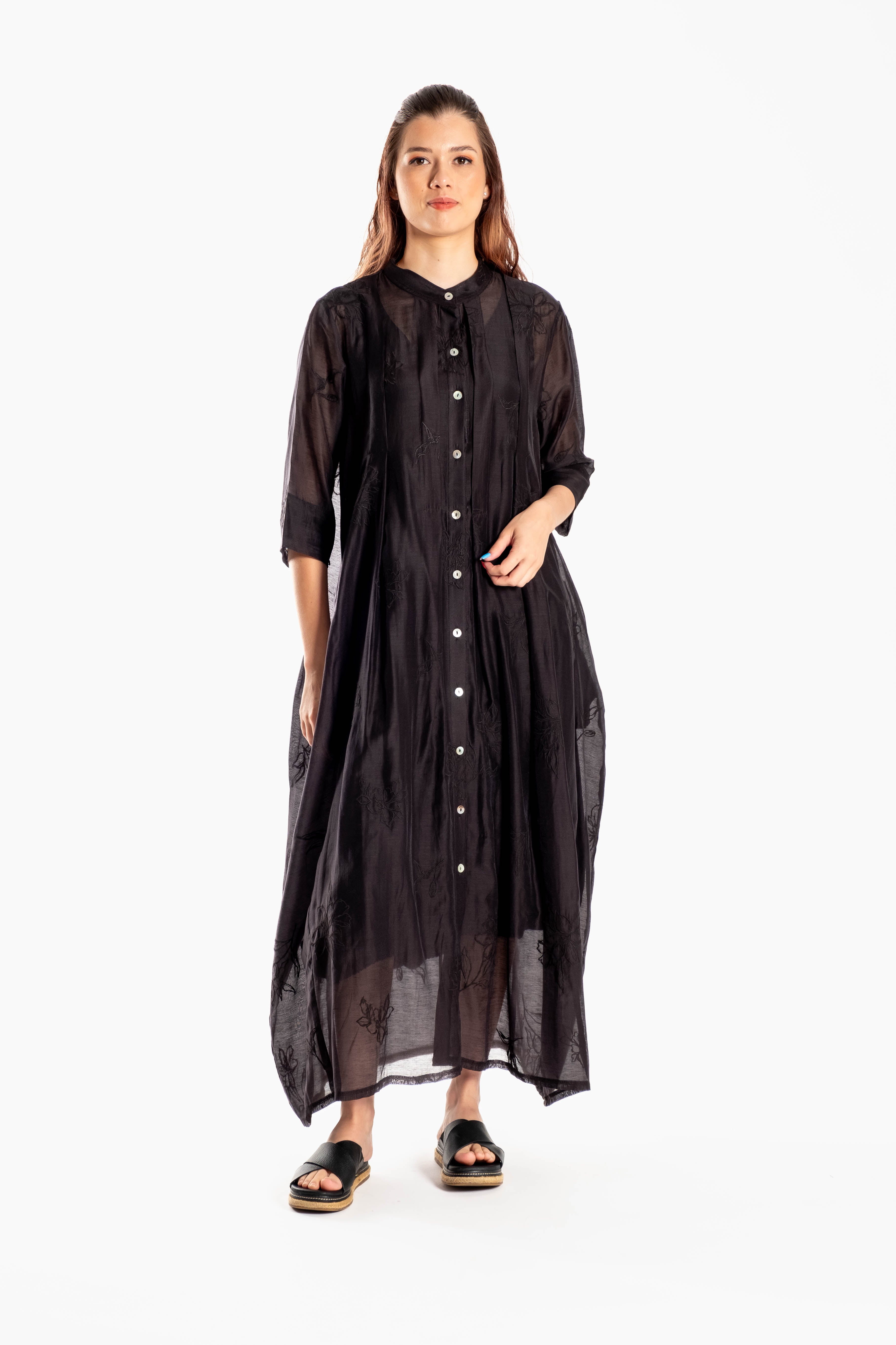 French Me Dress Black Embroidered