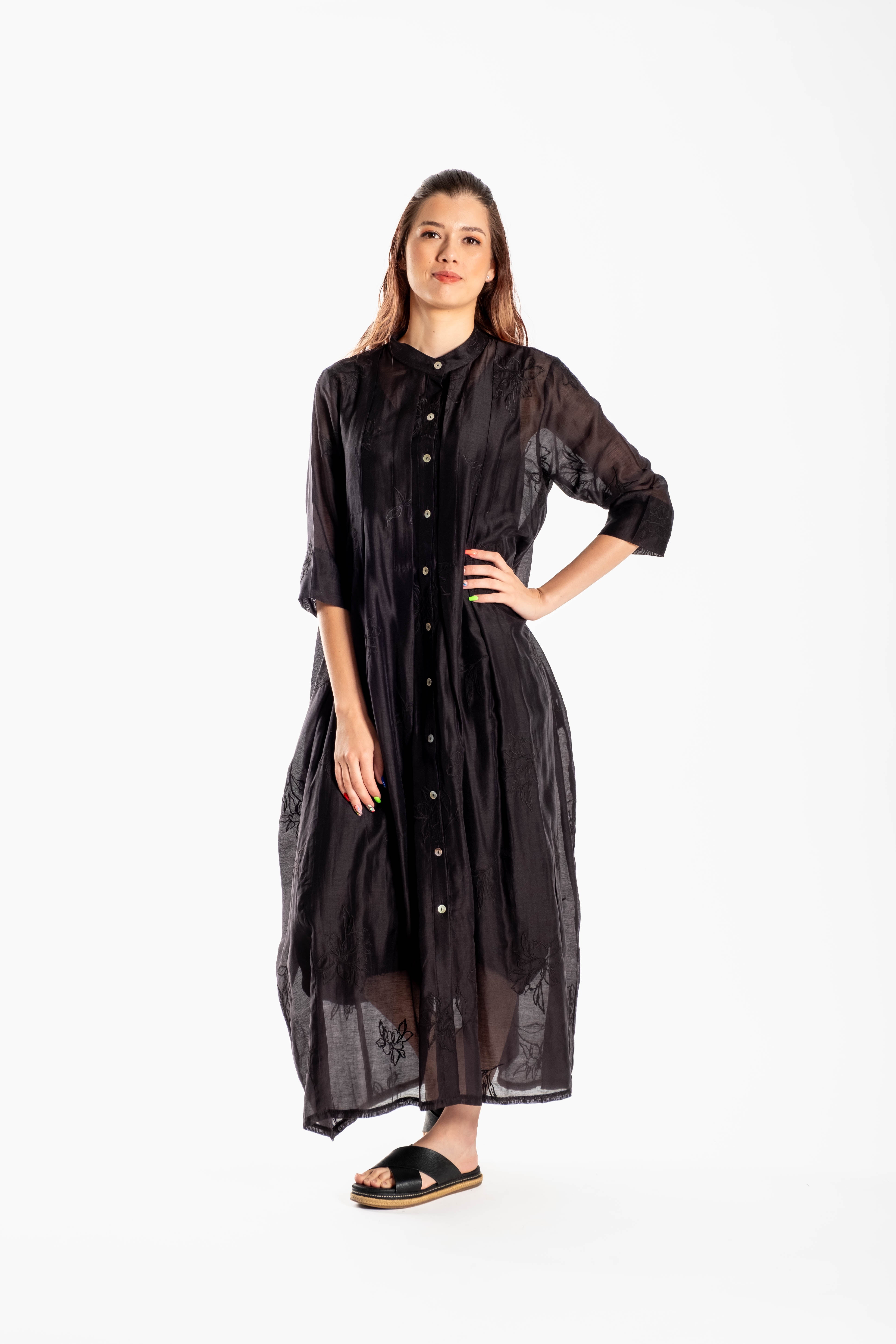 French Me Dress Black Embroidered