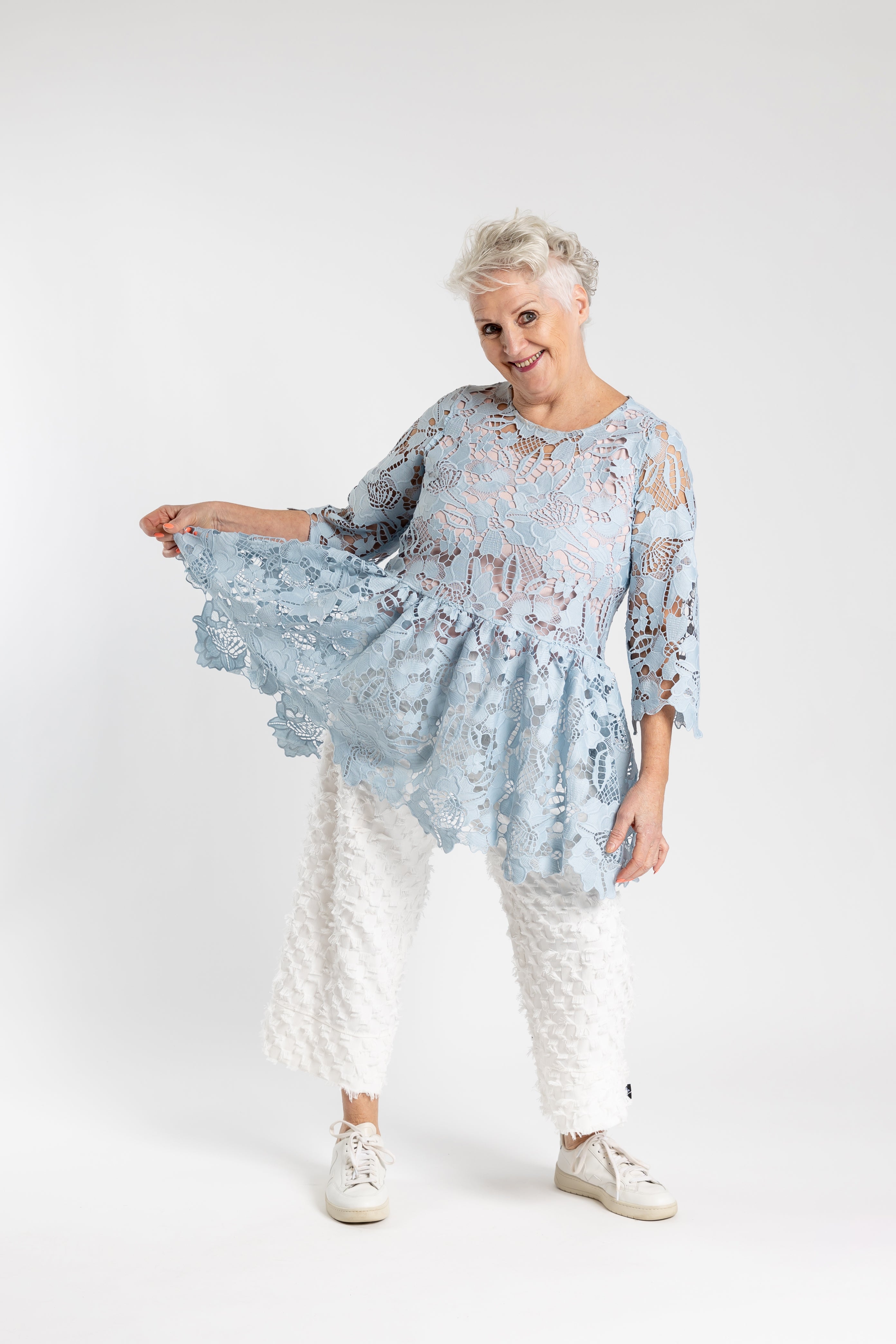 Moda Top Blue Haze Lace