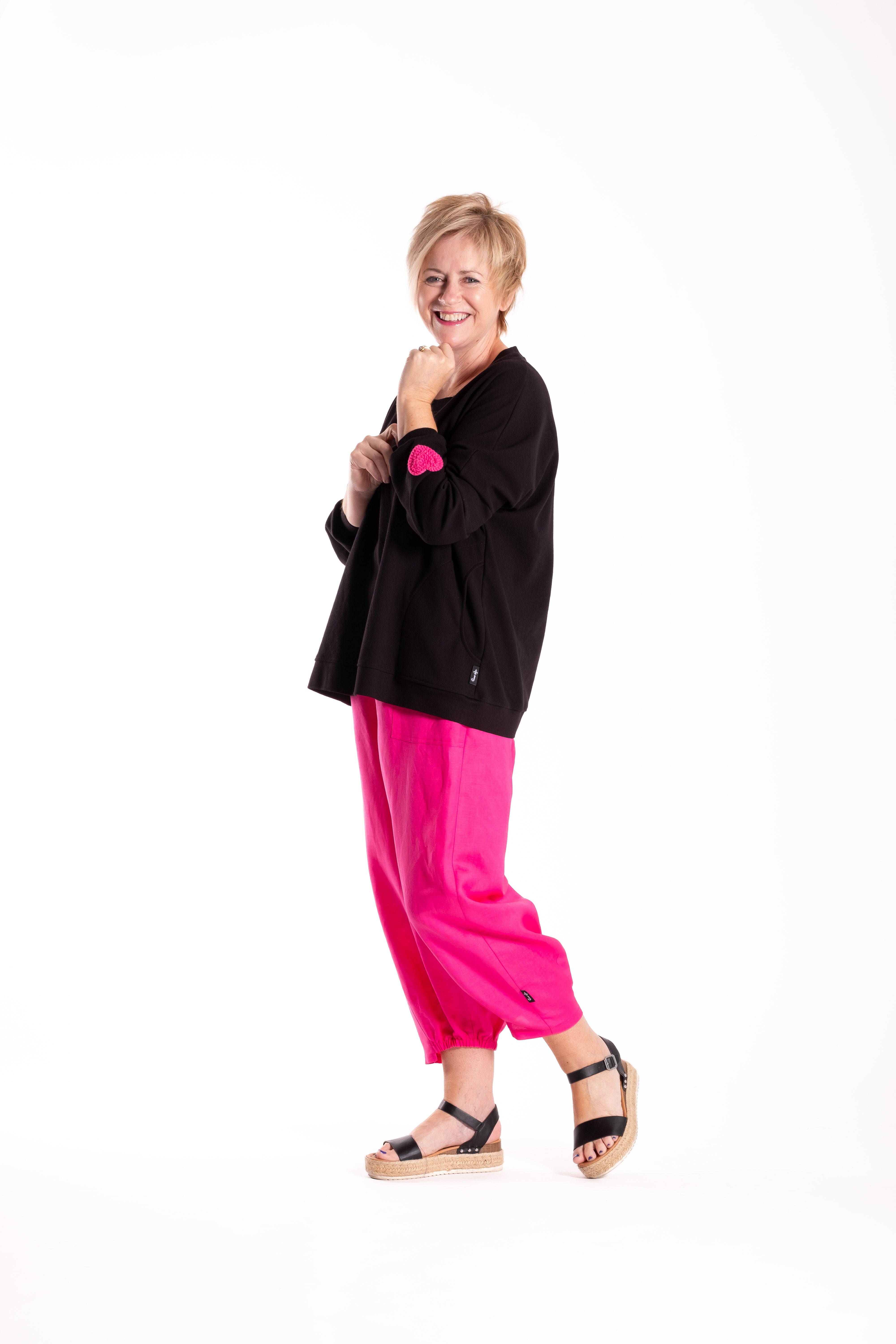 Sweatshirt Black with Pink Bows