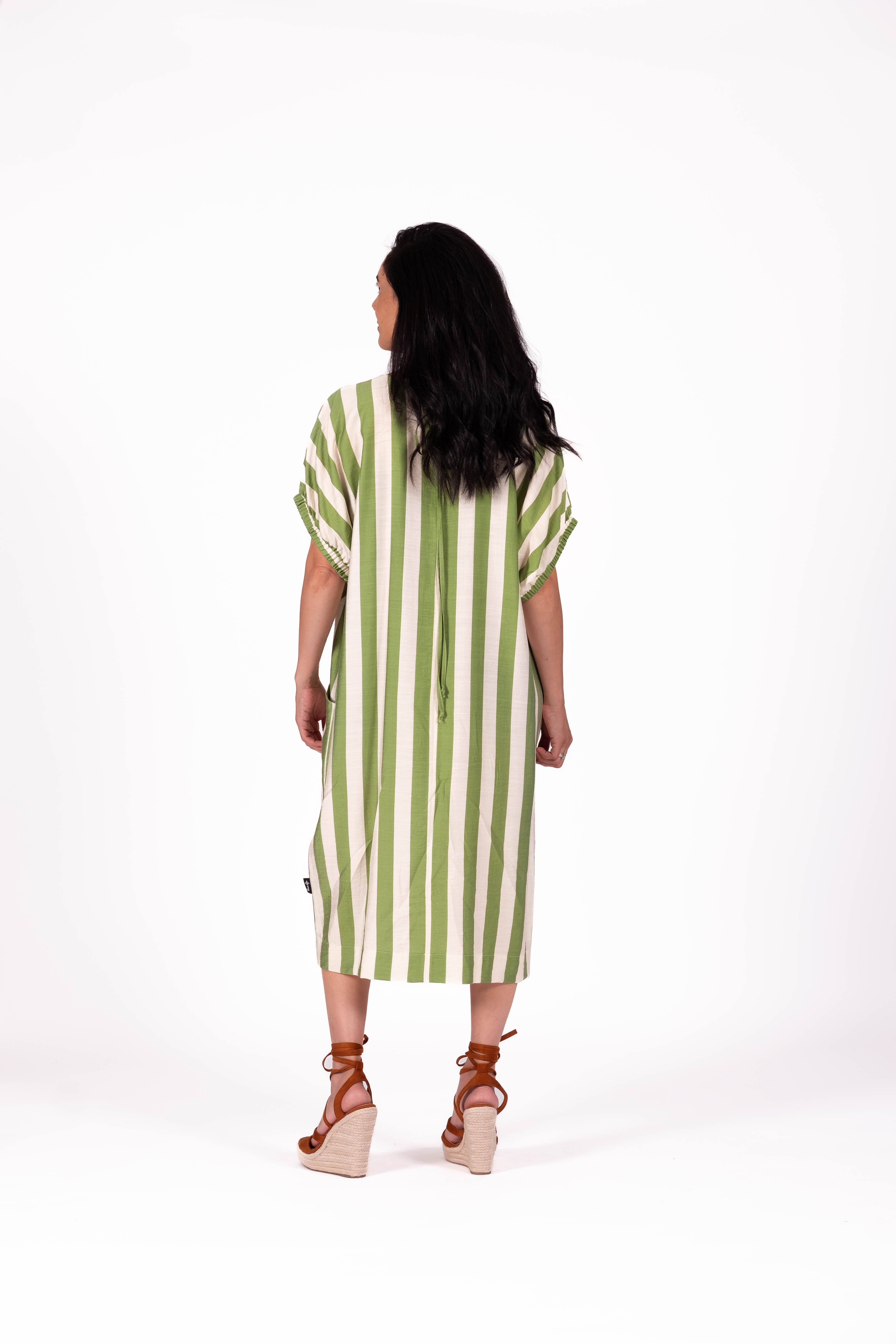 Sofia Dress Lime Stripe