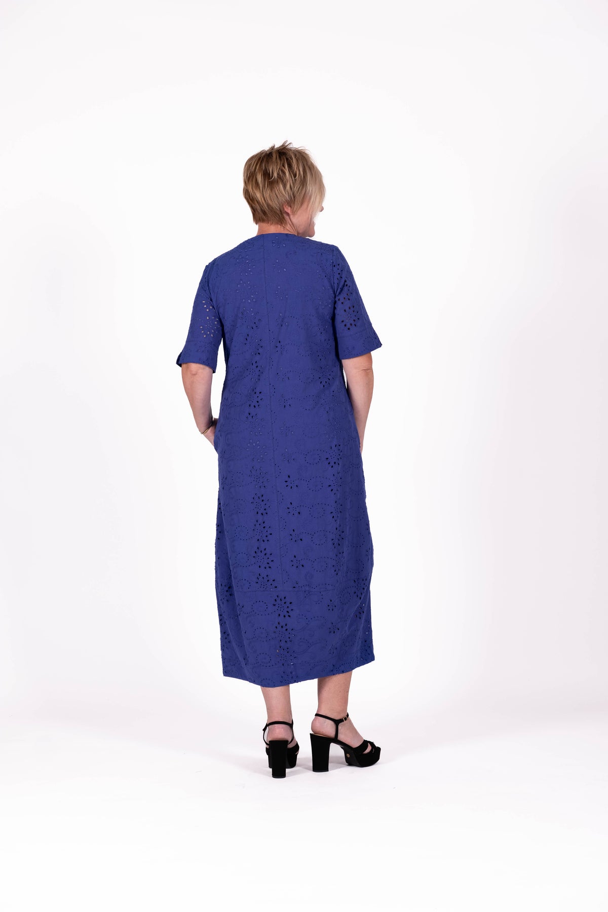 Coco Dress Cobalt Embroidery