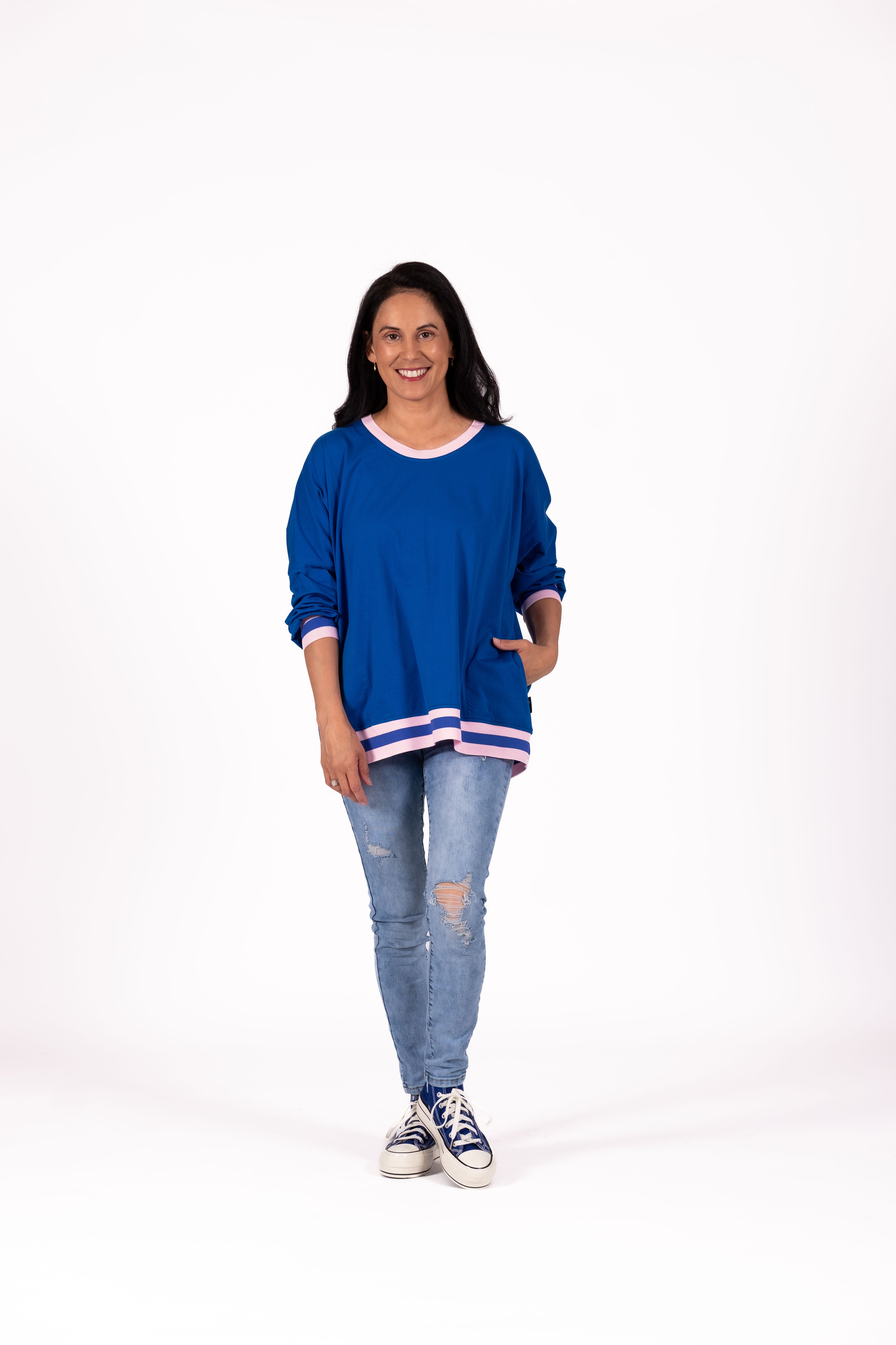 Sweatshirt Blue & Pink Smilies