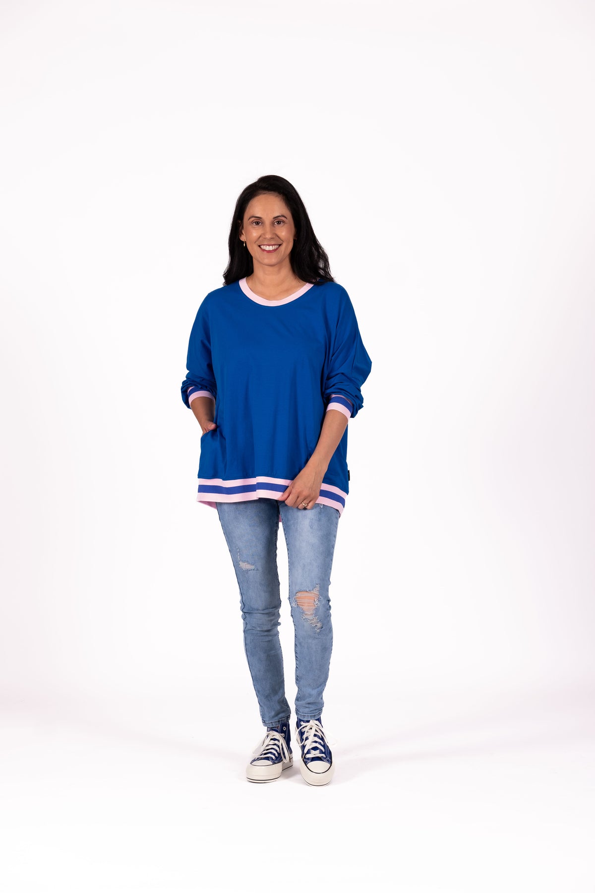 Sweatshirt Blue & Pink Smilies