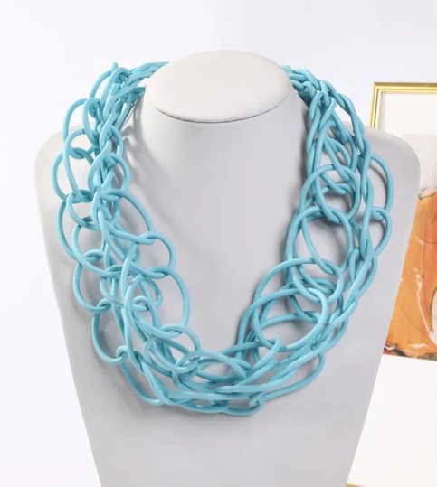 Necklace - Chain Rubber Ice Blue