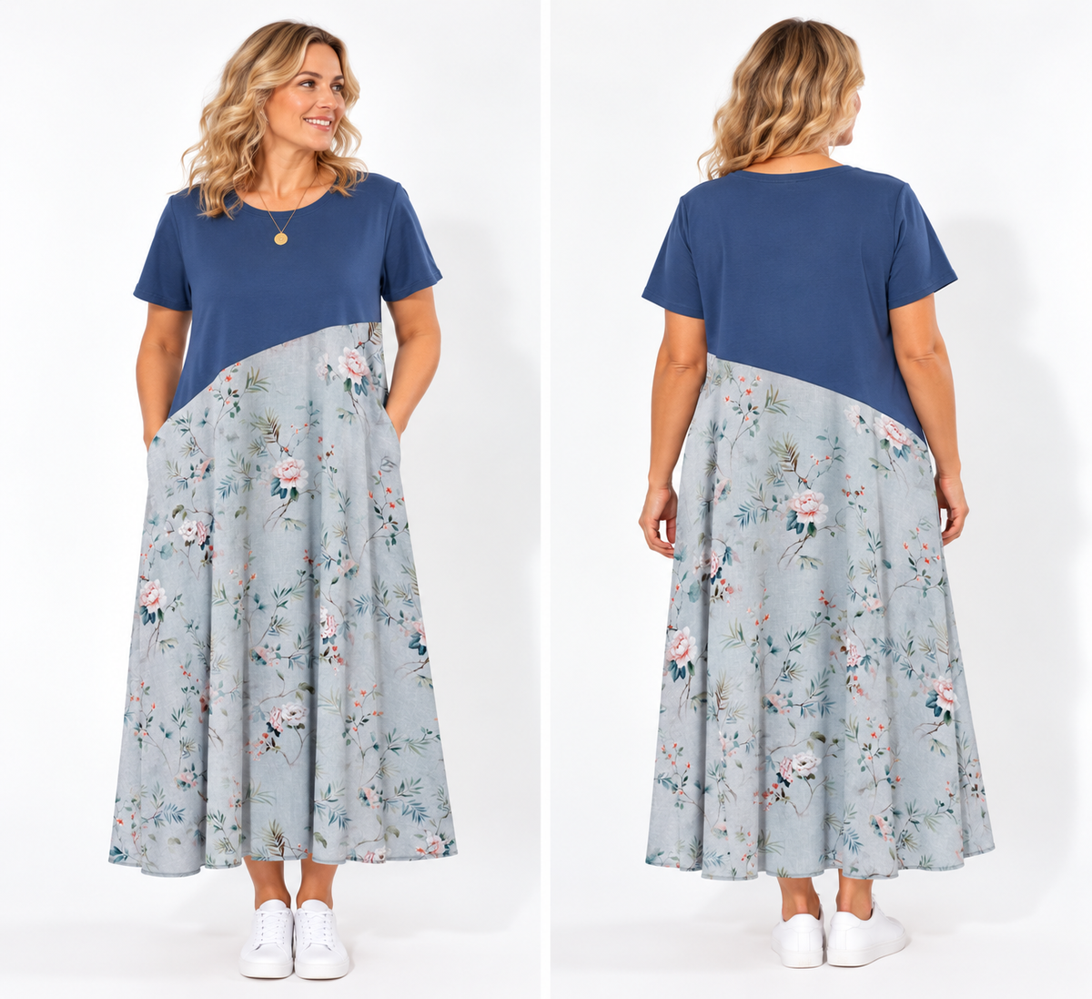 Brinley Dress Two View Blue Floral