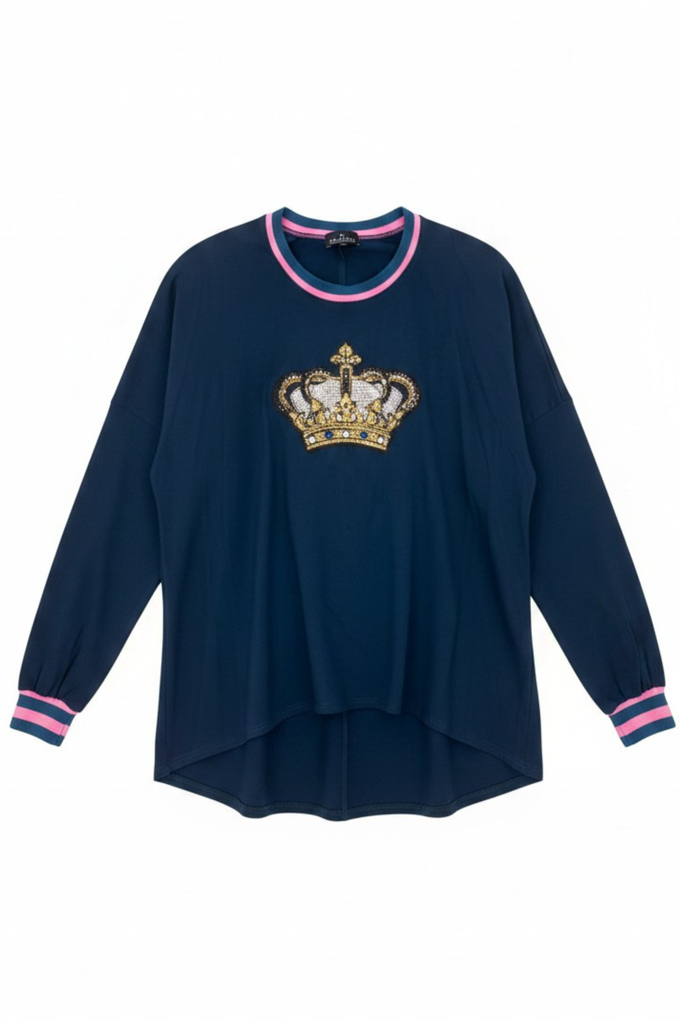 Relaxed Sweatshirt Petrol with Sequin Crown