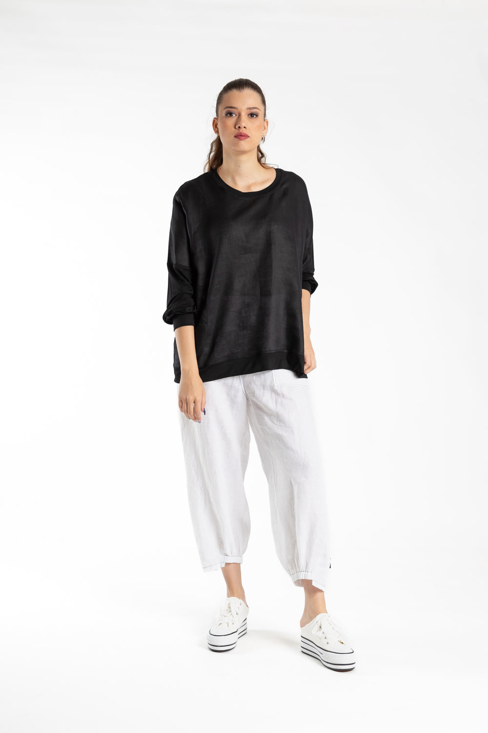 Linen Sweatshirt Black
