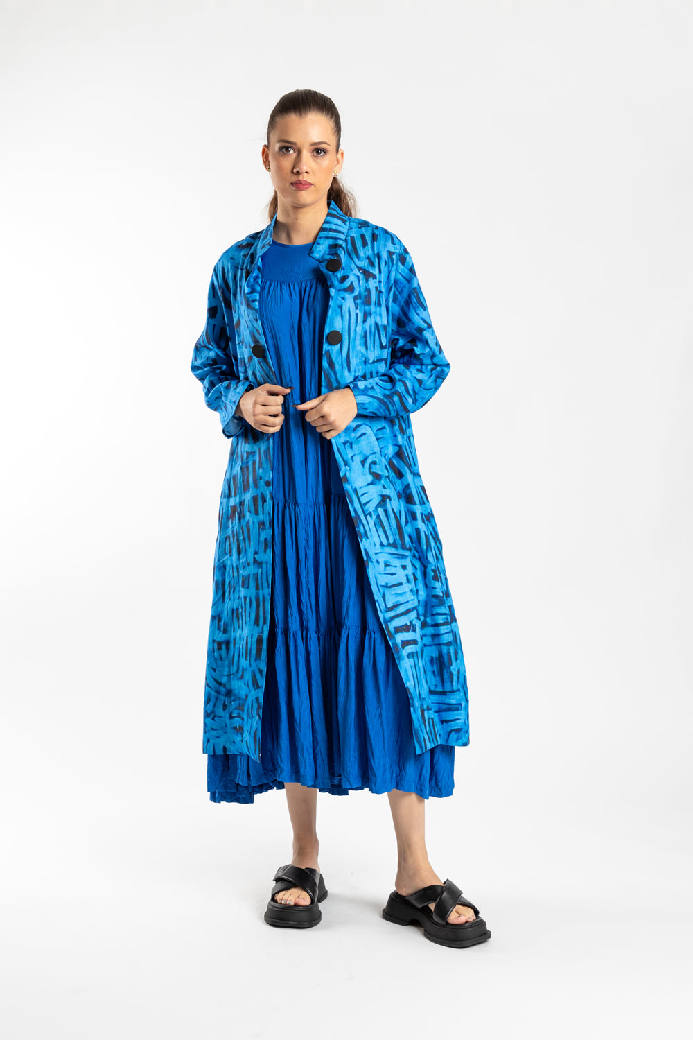 Hobbs Coat Blue Scribble